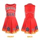 image 5 of Devil Cheerleader Costume - Facepaint and Pom Poms | Red | 2XL