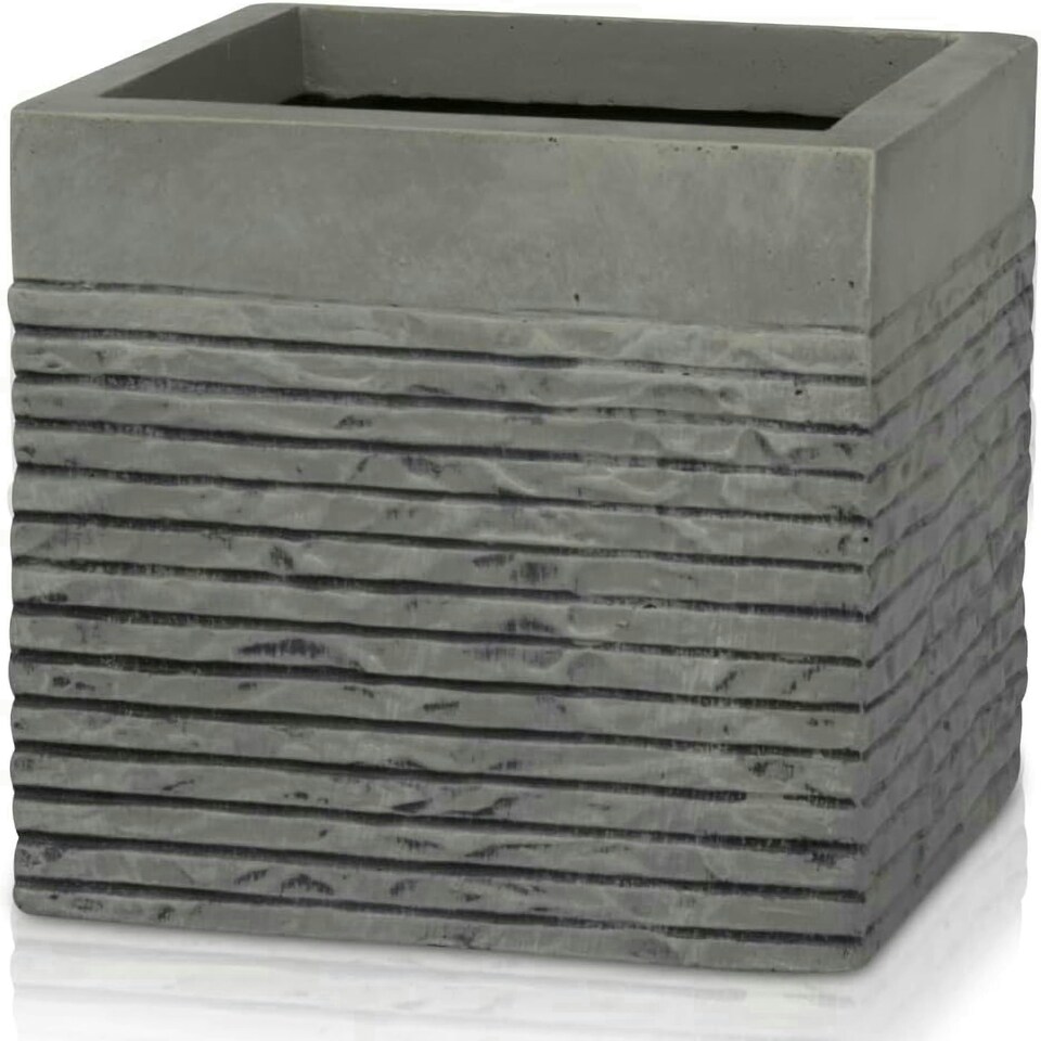 image 1 of Primrose Garden Light Grey Fibrecotta Brick Square Planter Pot 40cm