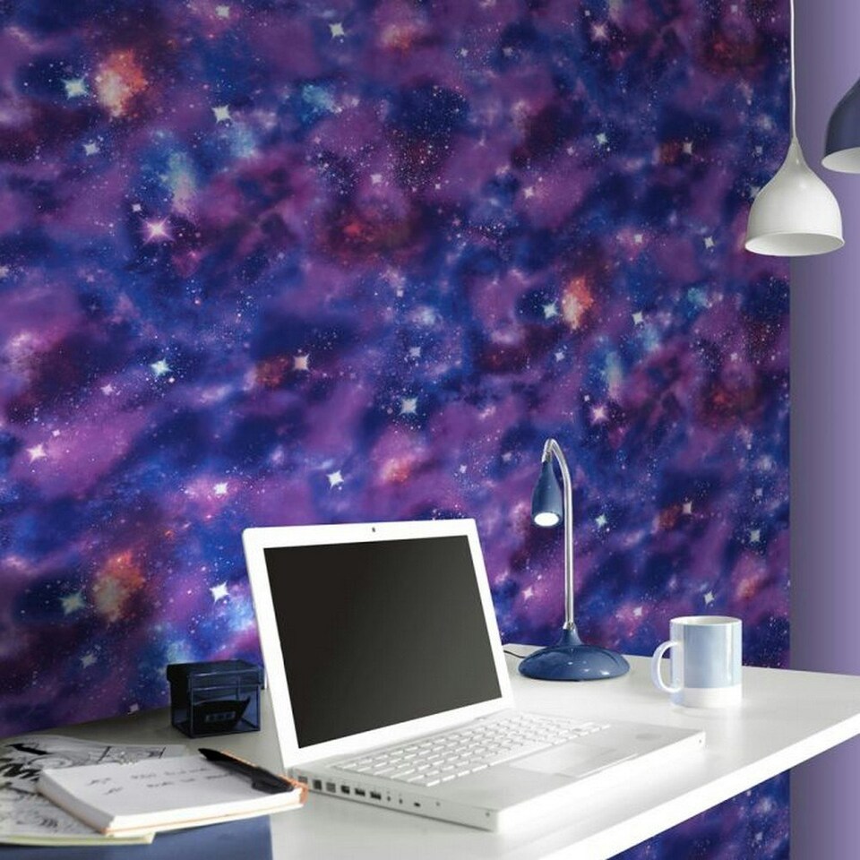 image 1 of Rasch Cosmic Space Wallpaper - Blue/Purple - 32.8ft x 21in Blue