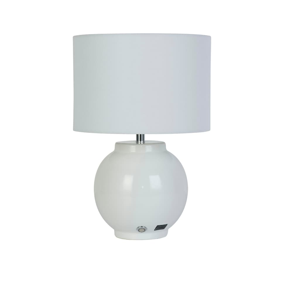 image 1 of RECHARGEABLE WHITE CERAMIC TABLE LAMP White