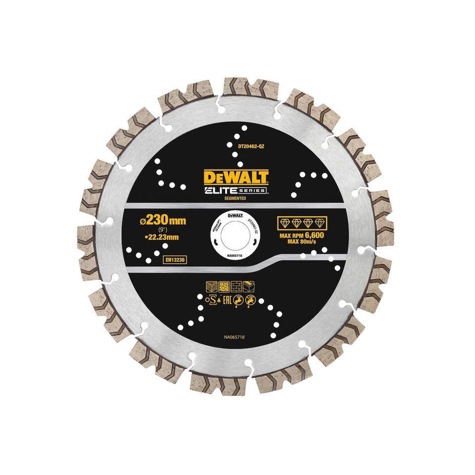 image 1 of Dewalt Power Tools Elite Series All Purpose Diamond Wheel, Segmented | Multi | Multi Colour | 230 x 22.2mm | 1