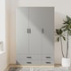 image 4 of 3 Door 4 Drawer Wardrobe With Hanging Rail And Storage Shelf | Brown | Oak Carcass & Grey Door | 1