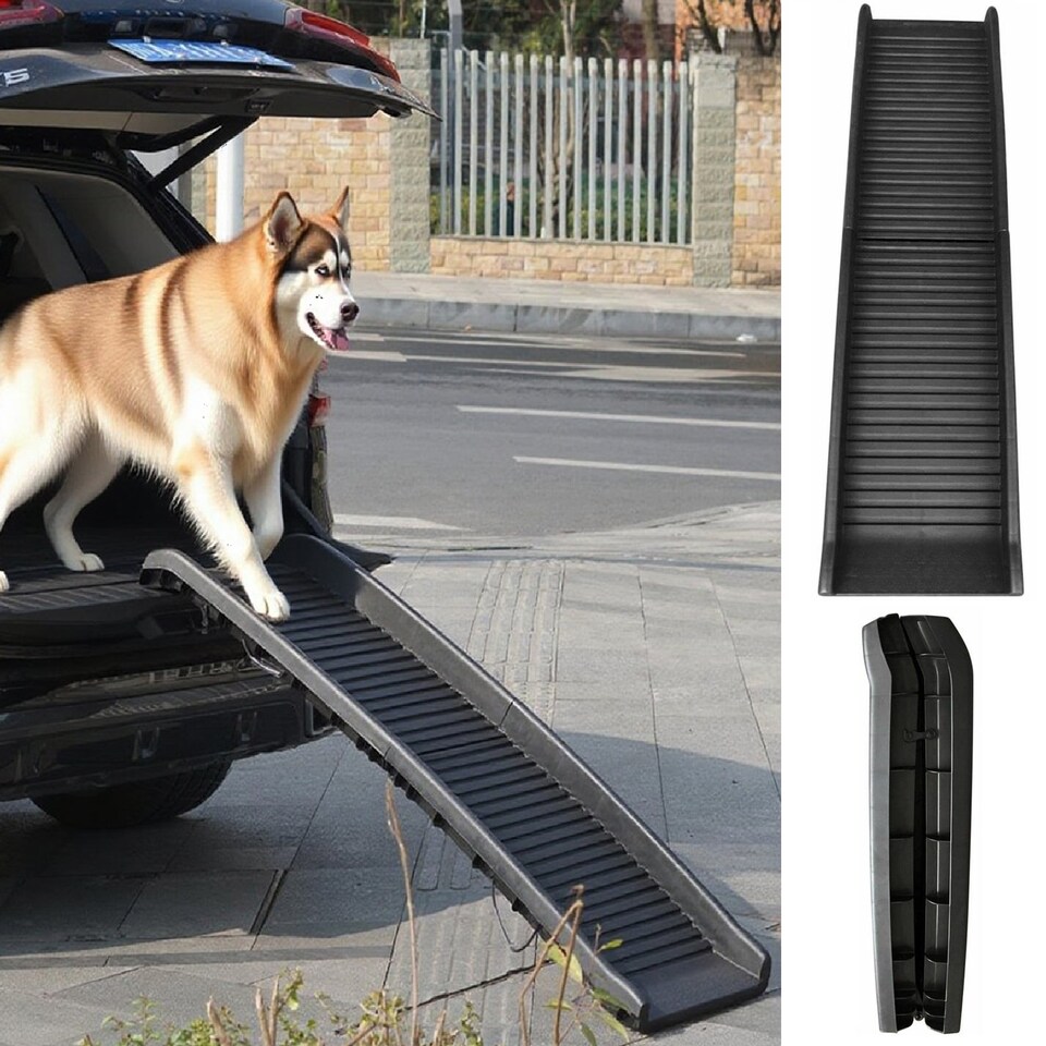 image 1 of Gr8 Garden Dog Pet Ramp Plastic Folding Lightweight Strong Bi Fold Travel Car Van Portable