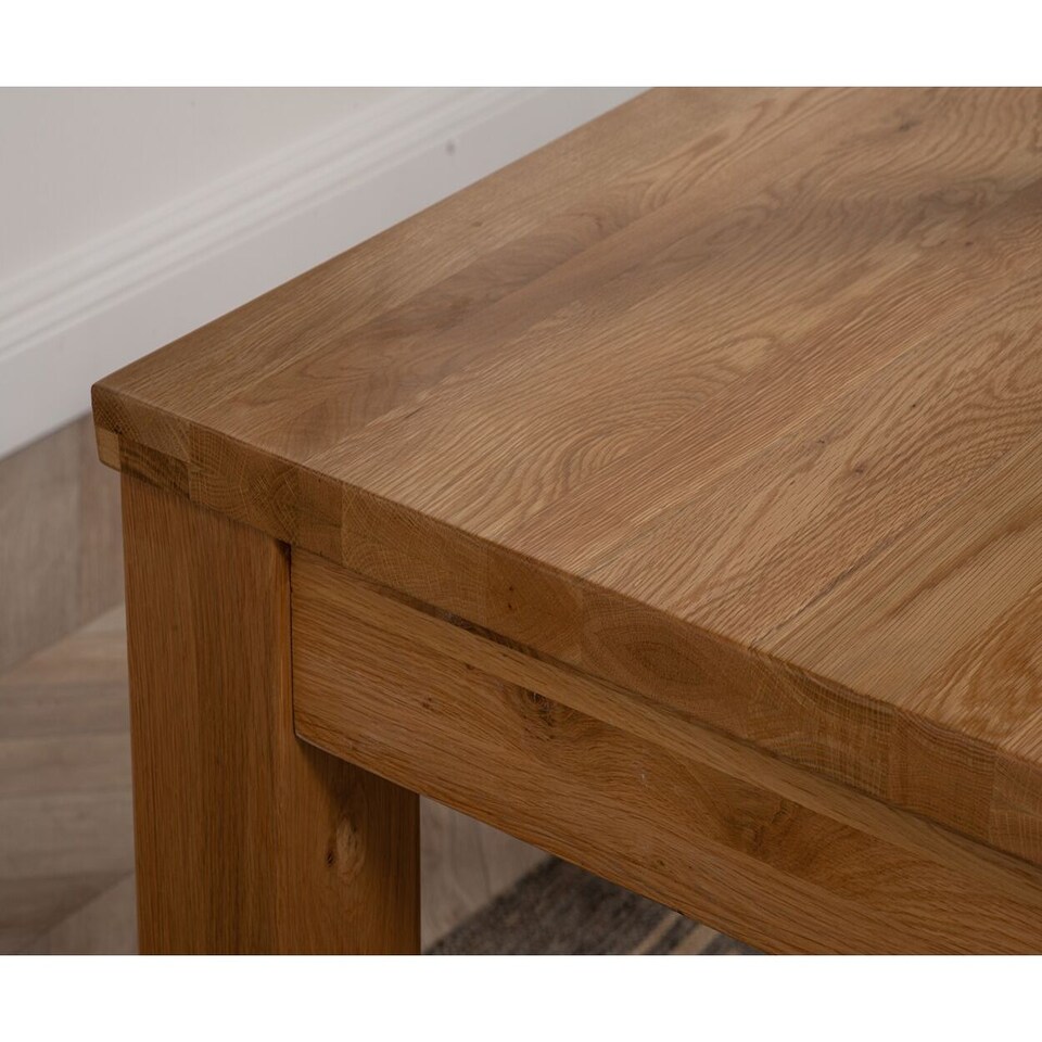 image 1 of Dakot 127cm Chunky Small Solid Oak Dining Table | Brown | Light Oak