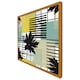 image 4 of Geometric shape & leaf print in yellow & green (Picture Frame) Brown | XL