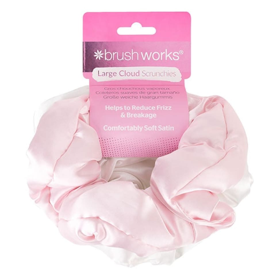 image 1 of Brushworks Large Cloud Scrunchies - Pink & White (2 pack)