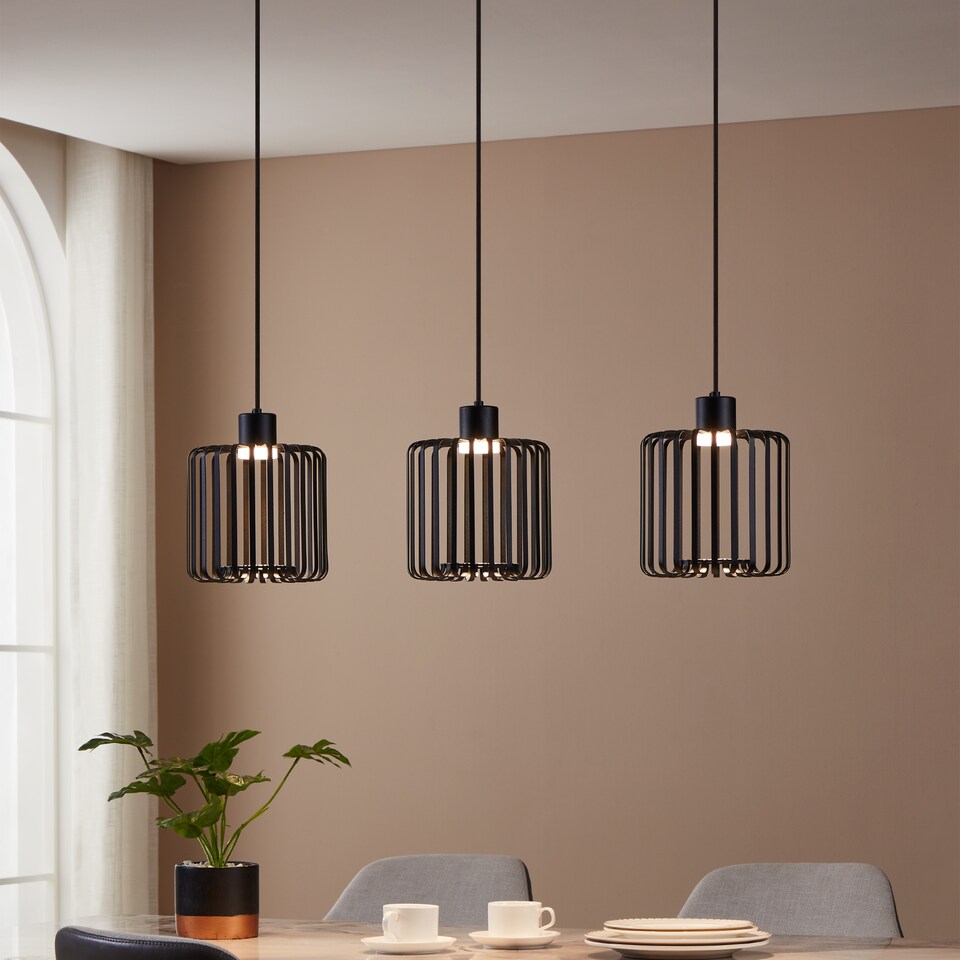 image 1 of EGLO Ginestrone-Z Black Steel RGB 3 Light Pendant