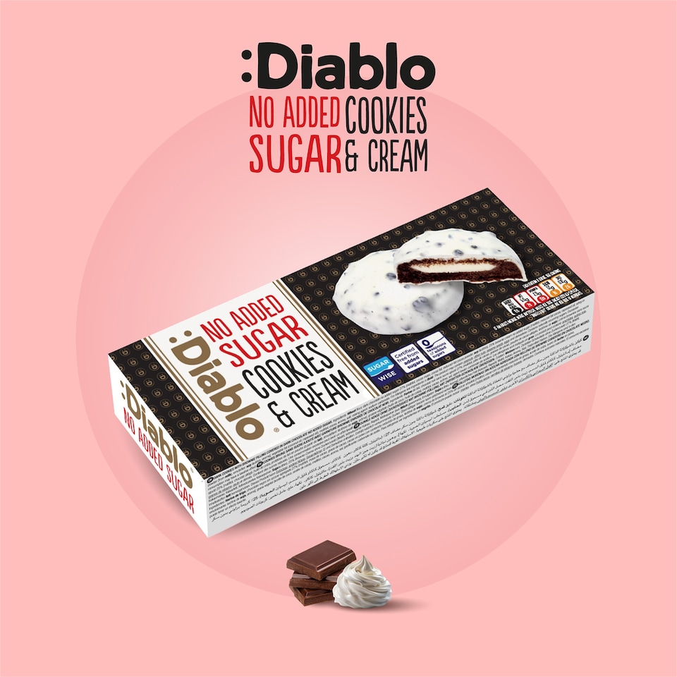 image 1 of Diablo No Added Sugar Cookies and Cream White Chocolate 128g