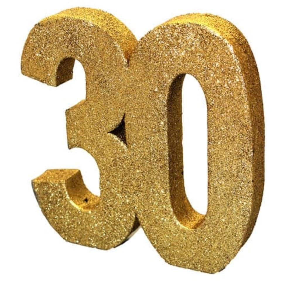 Happy 30 Birthday Gold Glitter Table Decoration