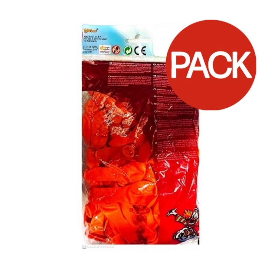 Globos Latex Plain Balloons (Pack of 100) - Red Orange - 5in