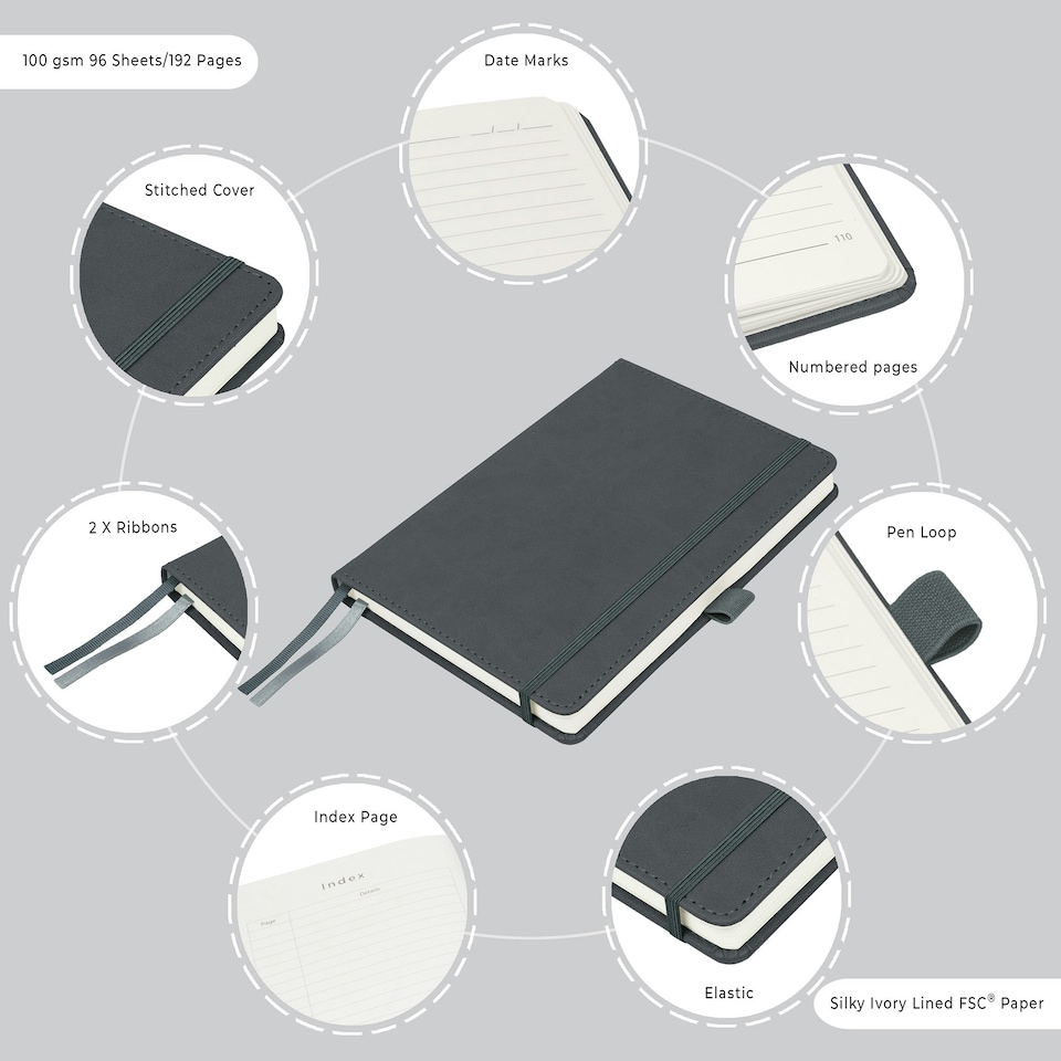 image 1 of Notes London A5 Italian Styled Moretti Notebook Dark Grey