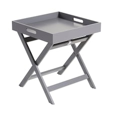 Folding Butlers Side Table Portable Wooden Food Serving Tray | Grey