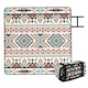 image 1 of Outsunny Picnic Blanket, 200x200CM Beach Blanket Outdoor Picnic Mat | Multi | Multi-coloured tribal geometric | 200 x 200 x 1 cm