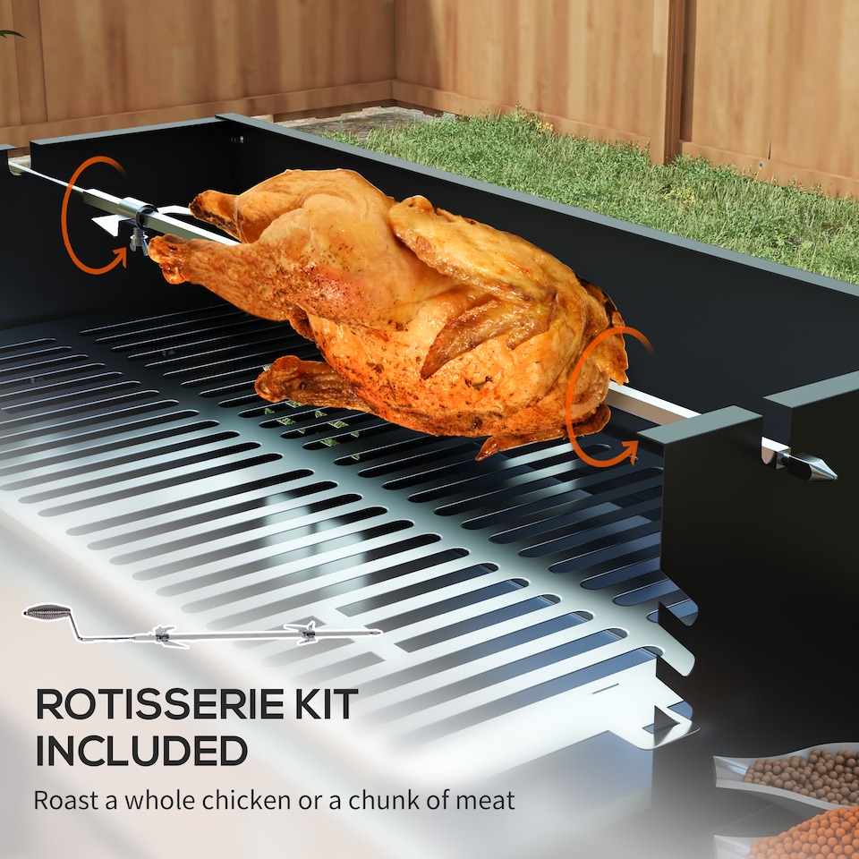 image 1 of Outsunny BBQ Rotisserie Charcoal Spit Roasting Machine w/ 3-Tier Grill Grate