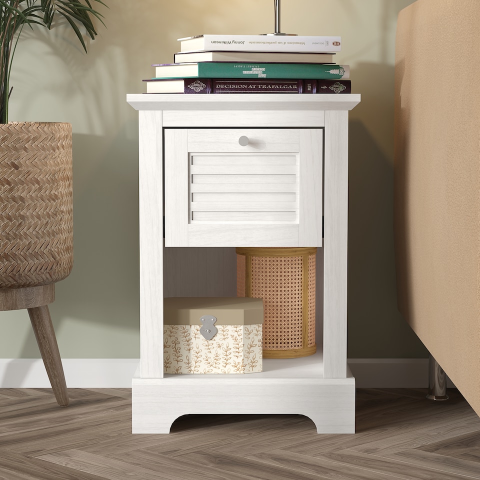 image 1 of Salcombe 1 Drawer Lamp Table | White | White
