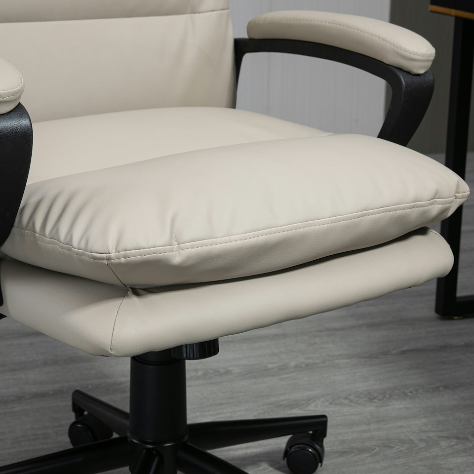 image 1 of Vinsetto PU Leather Office Chair for Home with Arm, Adjustable Height, Grey