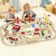 image 1 of AIYAPLAY Wooden Train Set, 133 Piece Train Track for Kids, Boys and Girls Ages 3+ Years Old, Wooden Magnetic Railway Toys with Crane, Storage Box