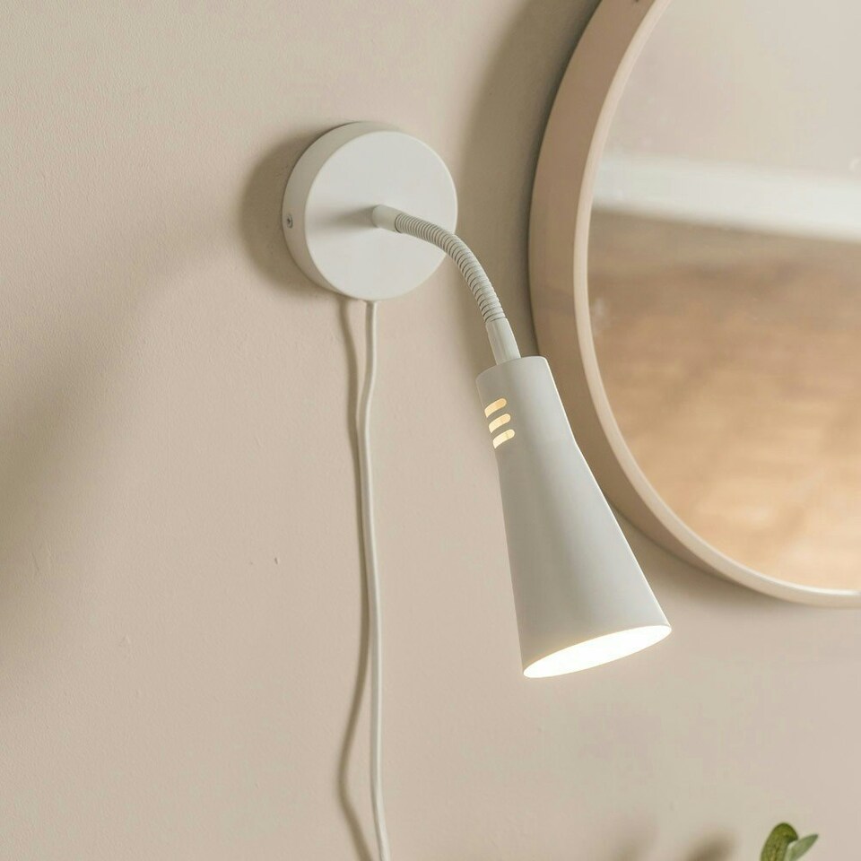 image 1 of ValueLights Edwards Plug in White Flexible Gooseneck Wall Light