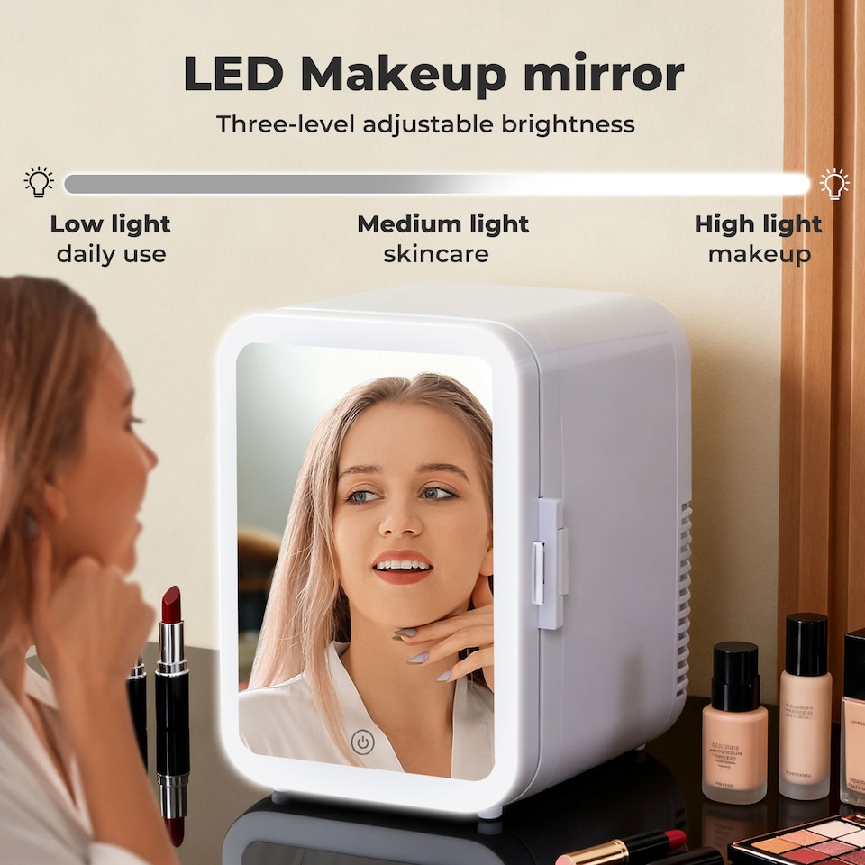 image 1 of Spector Mini Fridge Portable Cooler Warmer with Mirror 5L for Bedroom Office Car