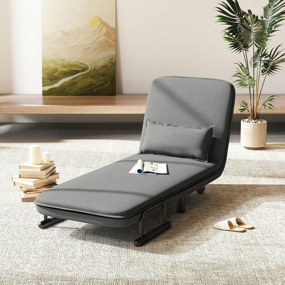 image 1 of COSTWAY 3-in-1 Convertible Sofa Bed Sleeper Chair Dark Grey Grey
