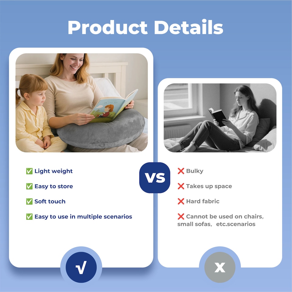 image 1 of Lavio Reading Gaming Pillow Ergonomic Bed Rest Cushion for Back Arm Support