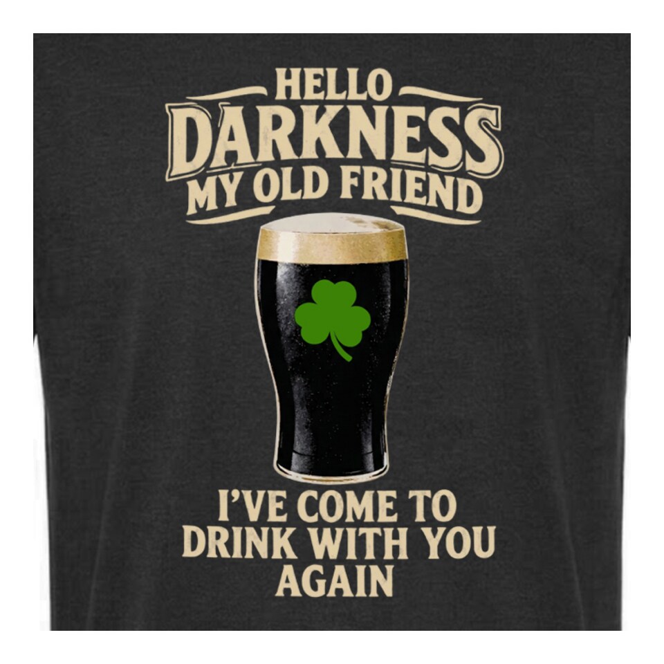 image 1 of St Patricks Black Tshirt with Hello Darkness in Beige & Irish Trilby | Multi | M