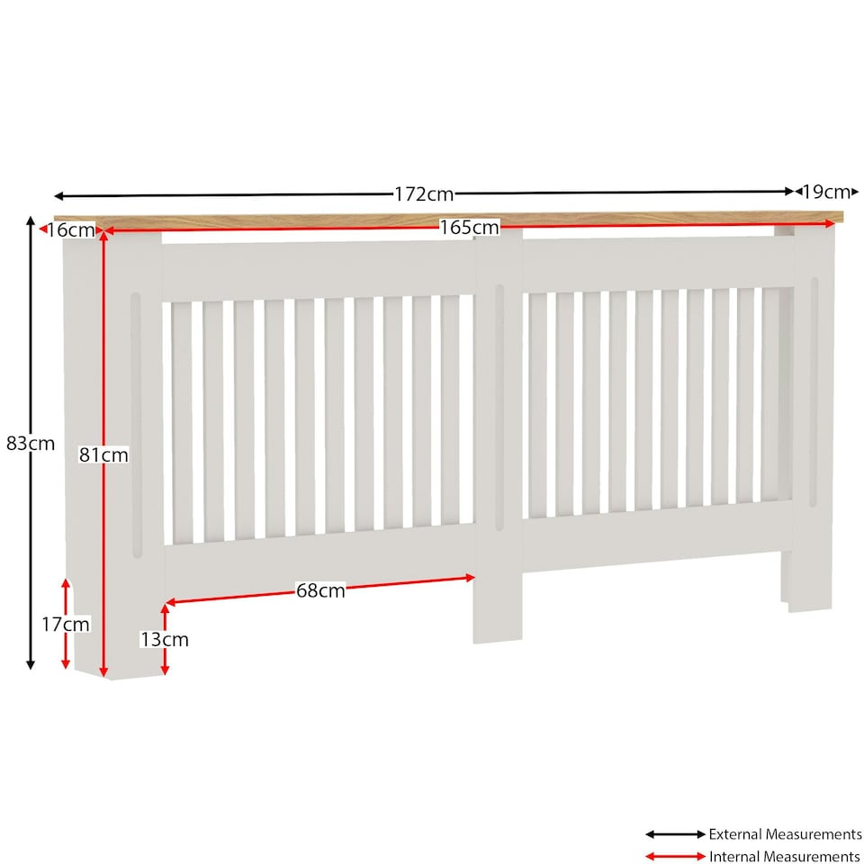 image 1 of Vida Designs Arlington Radiator Cover Painted MDF Slatted Cabinet, White, 172cm