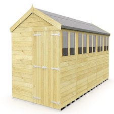 8 x 20 Feet Apex Shed - Double Door With Windows - Wood - L592 x W231 x H217 cm | Brown