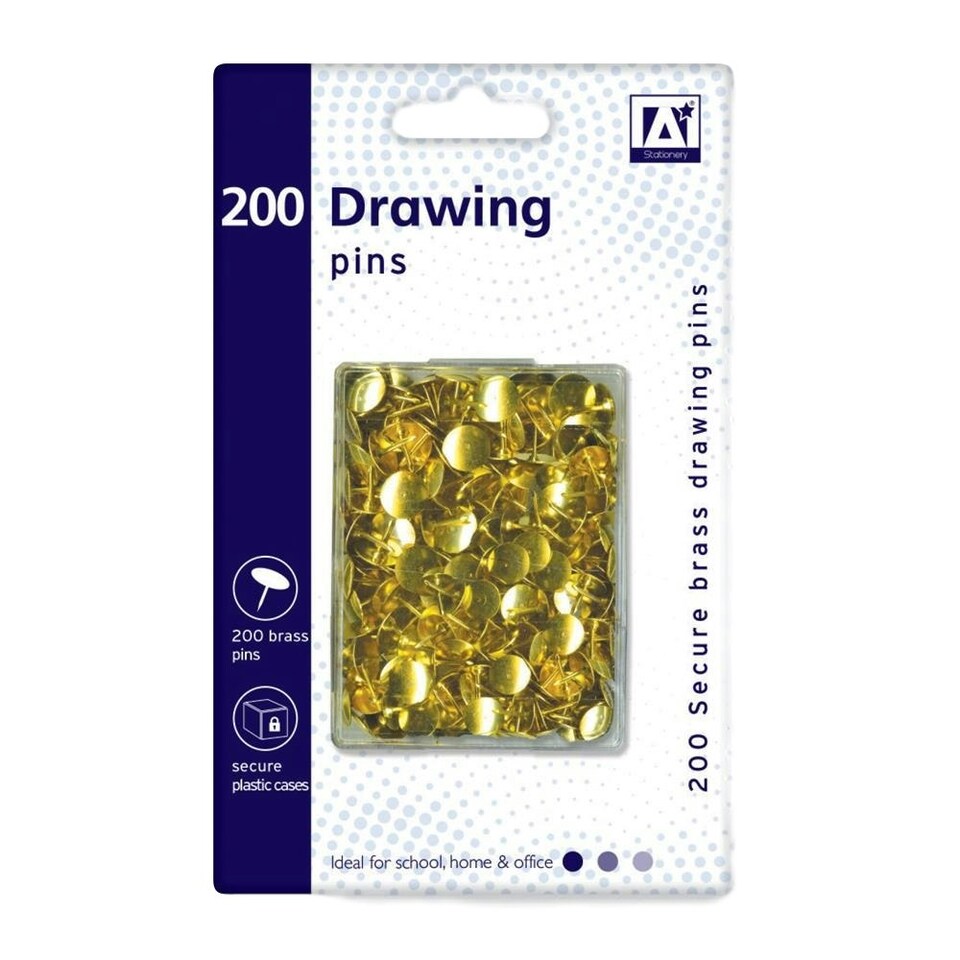 image 1 of Pack of 200 Brass Drawing Pins In Hardcase
