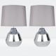 image 1 of First Choice Lighting Pair of Polished Chrome 39cm Touch Lamps with Grey Shades Chrome | Grey