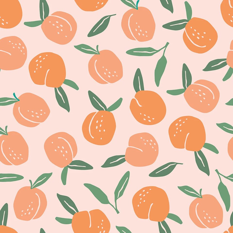 image 1 of Peaches and Cream Wallpaper in Peach and Green | Orange | Peach and Green