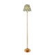 image 1 of Burley Rechargeable Brushed Aged Brass Plate Floor Lamp with Cotswold Green Fabric Zigzag Shade 25cm Integrated LED