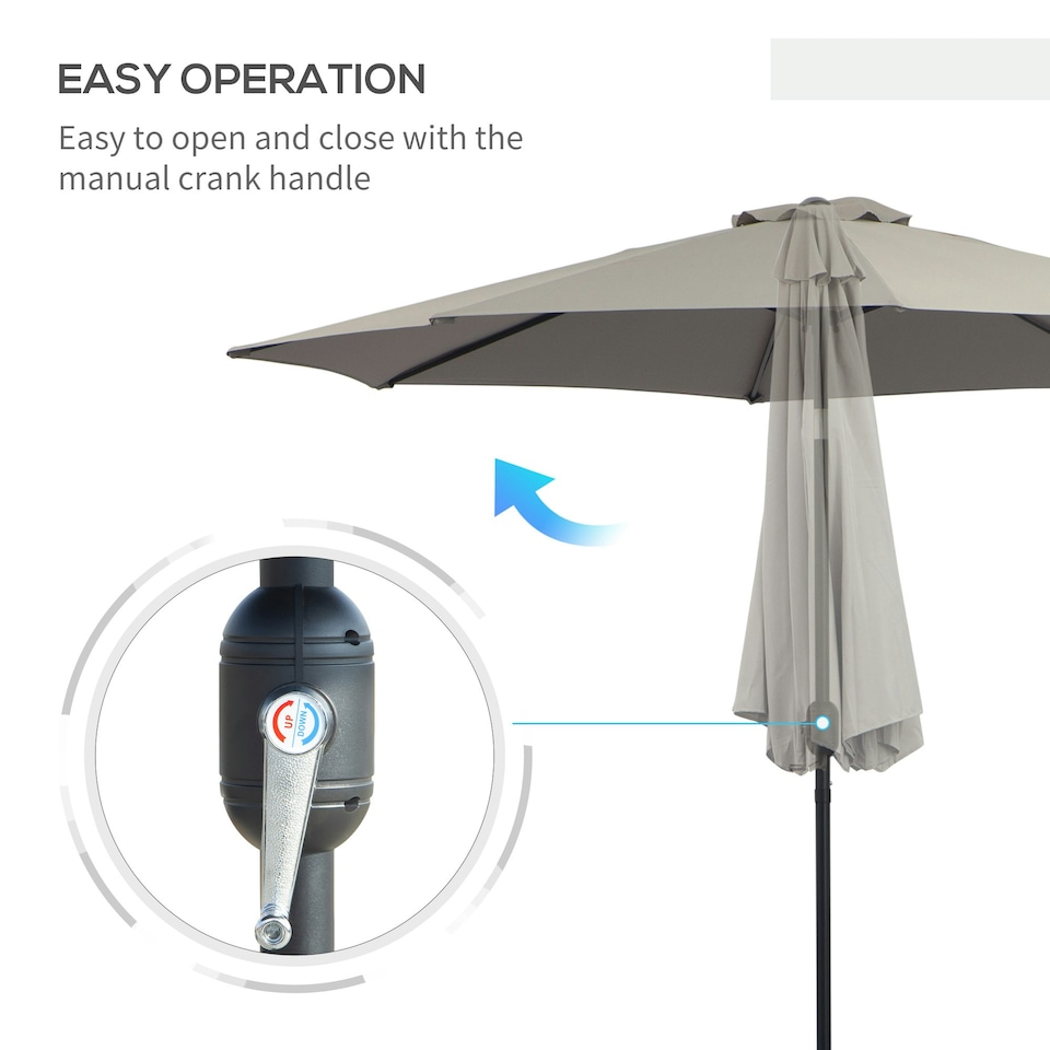 image 1 of Outsunny 3(m) Patio Umbrella Outdoor Sunshade Canopy Tilt Grey