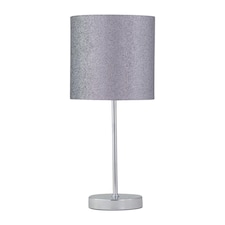 Chrome Stick Table Lamp with Grey Glitter Shade | Chrome | Grey | Medium | 1