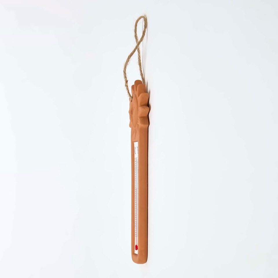 image 1 of Homescapes Outdoor Thermometer with Orange Sun Design