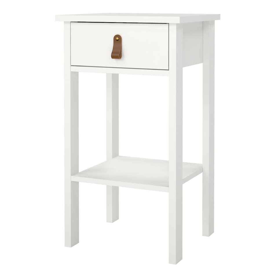 image 1 of Barcelona Bedside Table with 1 Drawer in White
