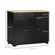 image 5 of HOMCOM Sideboard with Rubber Wood Top, Modern Storage Cabinet, Kitchen Cupboard with 3 Doors, 3 Drawers and 3 Adjustable Shelves for Dining Room, Living Room, Black | Black | Black