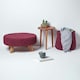 image 6 of Homescapes Plum Large Round Cotton Knitted Footstool on Legs
