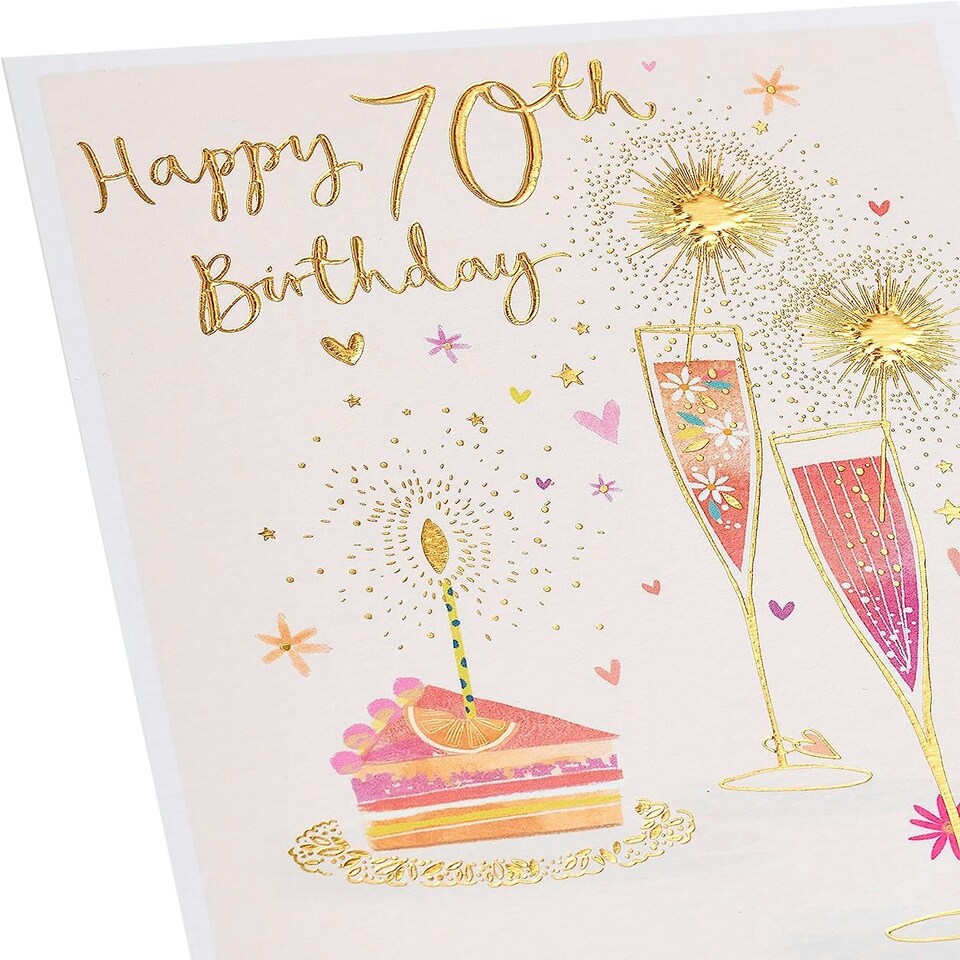image 1 of Pink Celebration Gold Design 70th Birthday Card