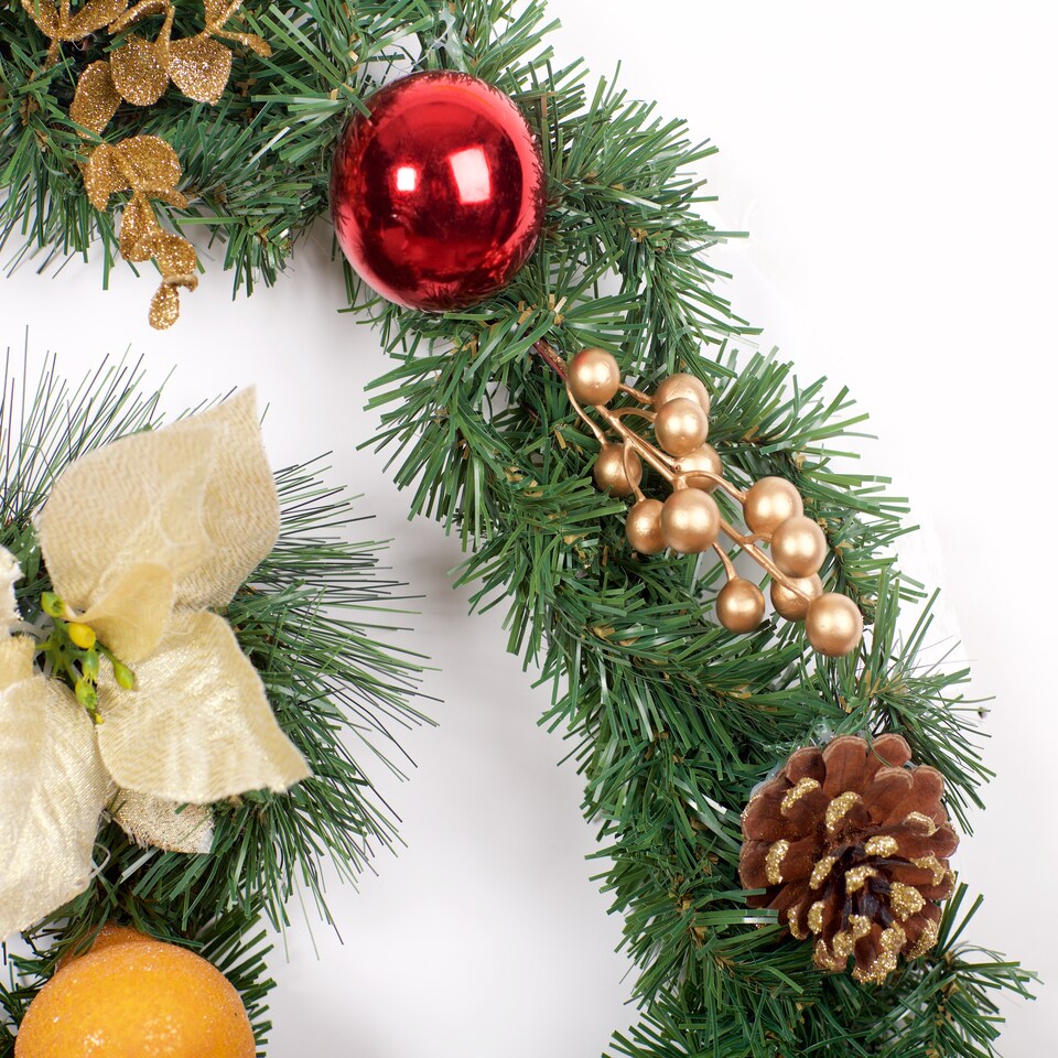 image 1 of Best Artificial 12ft/360cm Copper & Bronze Decorated Christmas Garland With Gold Dusted Acorns Festive Bannister Fireplace