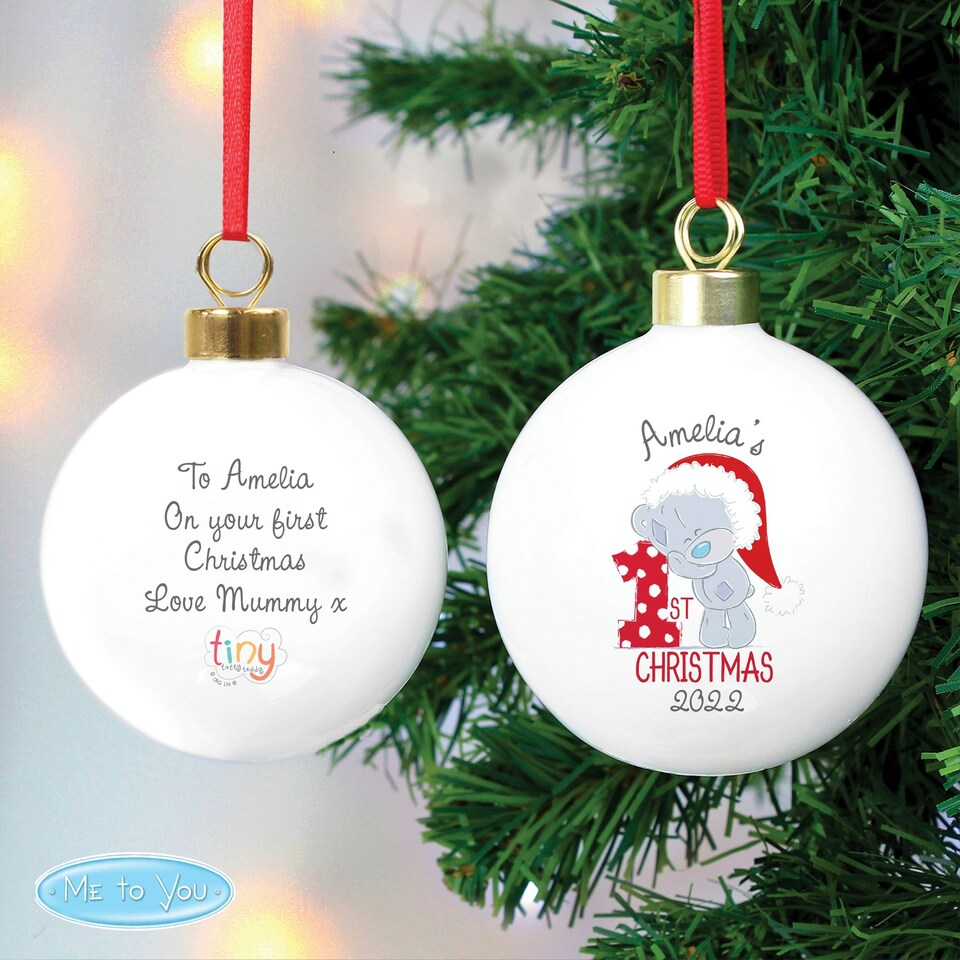 image 1 of Personalised Tiny Tatty Teddy 'My 1st Christmas' Bauble