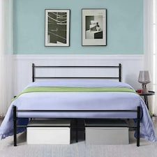 Double Metal Bed Frame Extra Strong Stylish Modern Bedroom Storage Sturdy Design