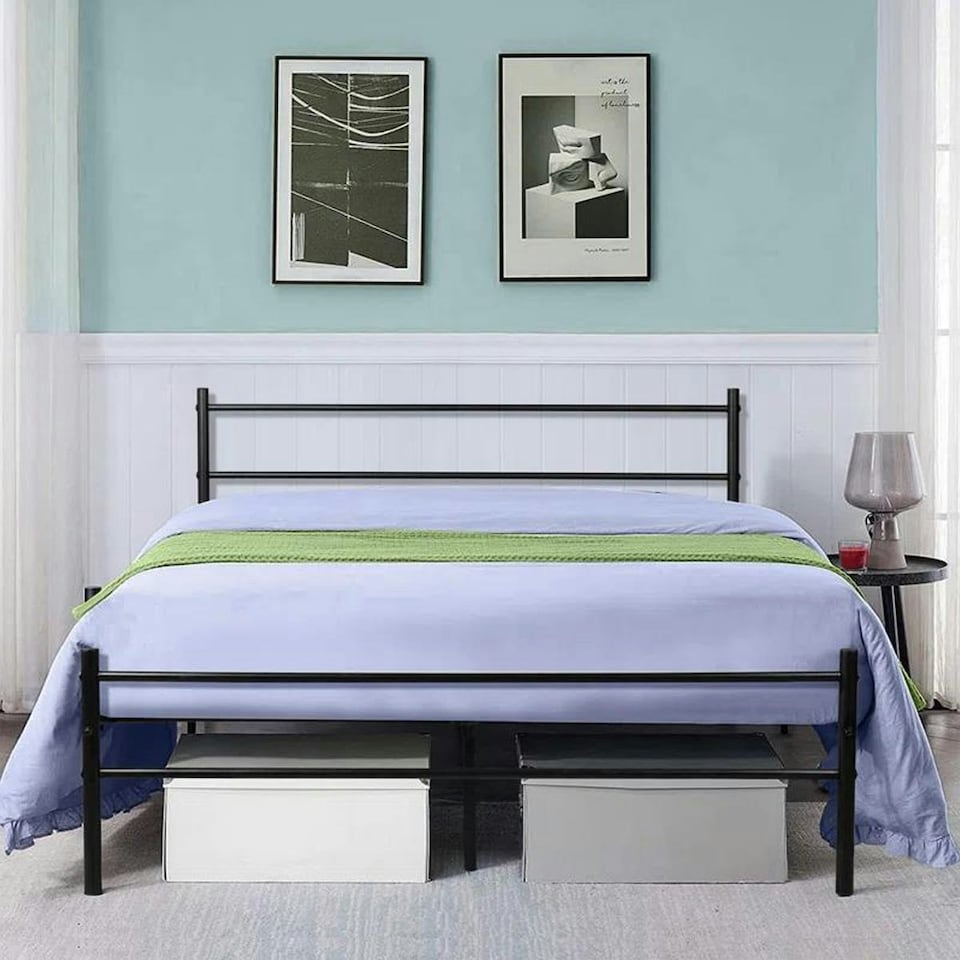image 1 of Double Metal Bed Frame Extra Strong Stylish Modern Bedroom Storage Sturdy Design