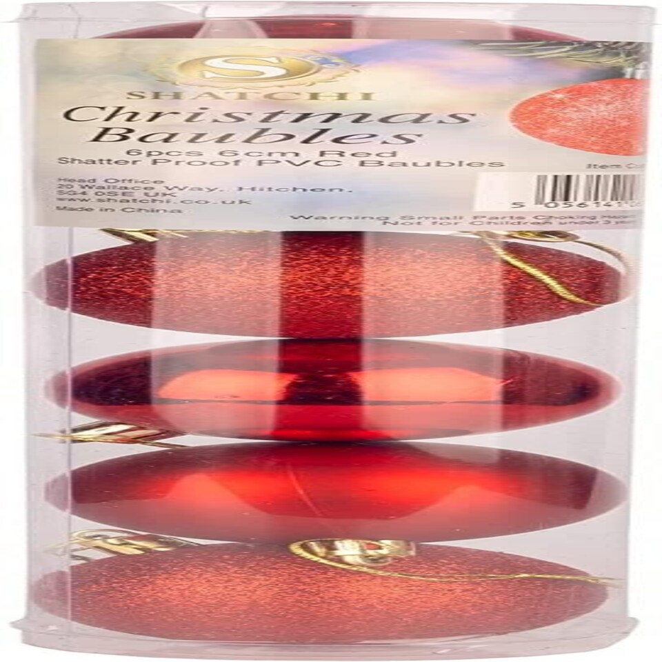 image 1 of 60mm/18Pcs Christmas Baubles Shatterproof Red,Tree Decorations