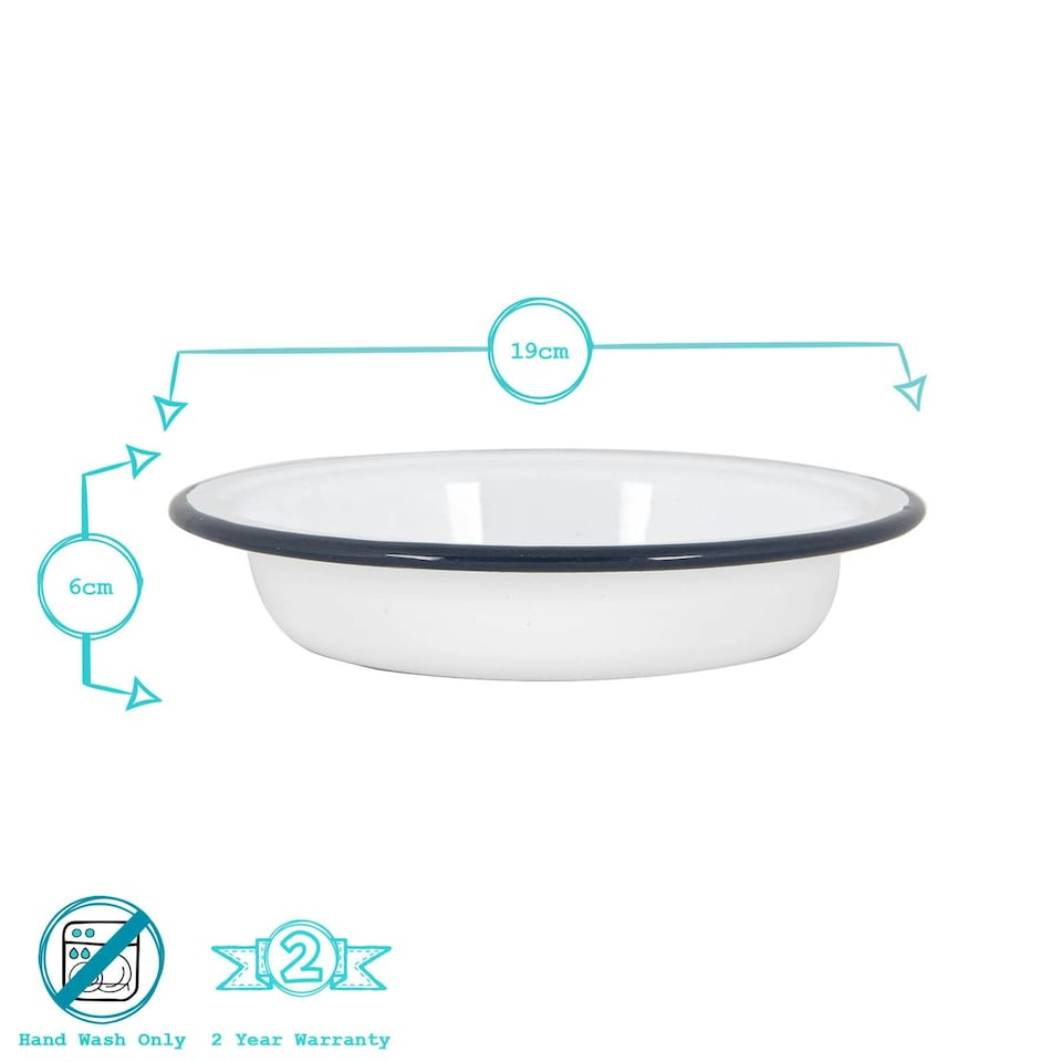 image 1 of Argon Tableware White Enamel Deep Bowls - 19cm - Navy - Pack of 6 Blue