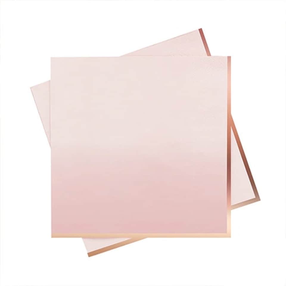 Rose Gold & Pink Ombre Luncheon Paper Napkins 3 Ply 33cm - Pack of 16