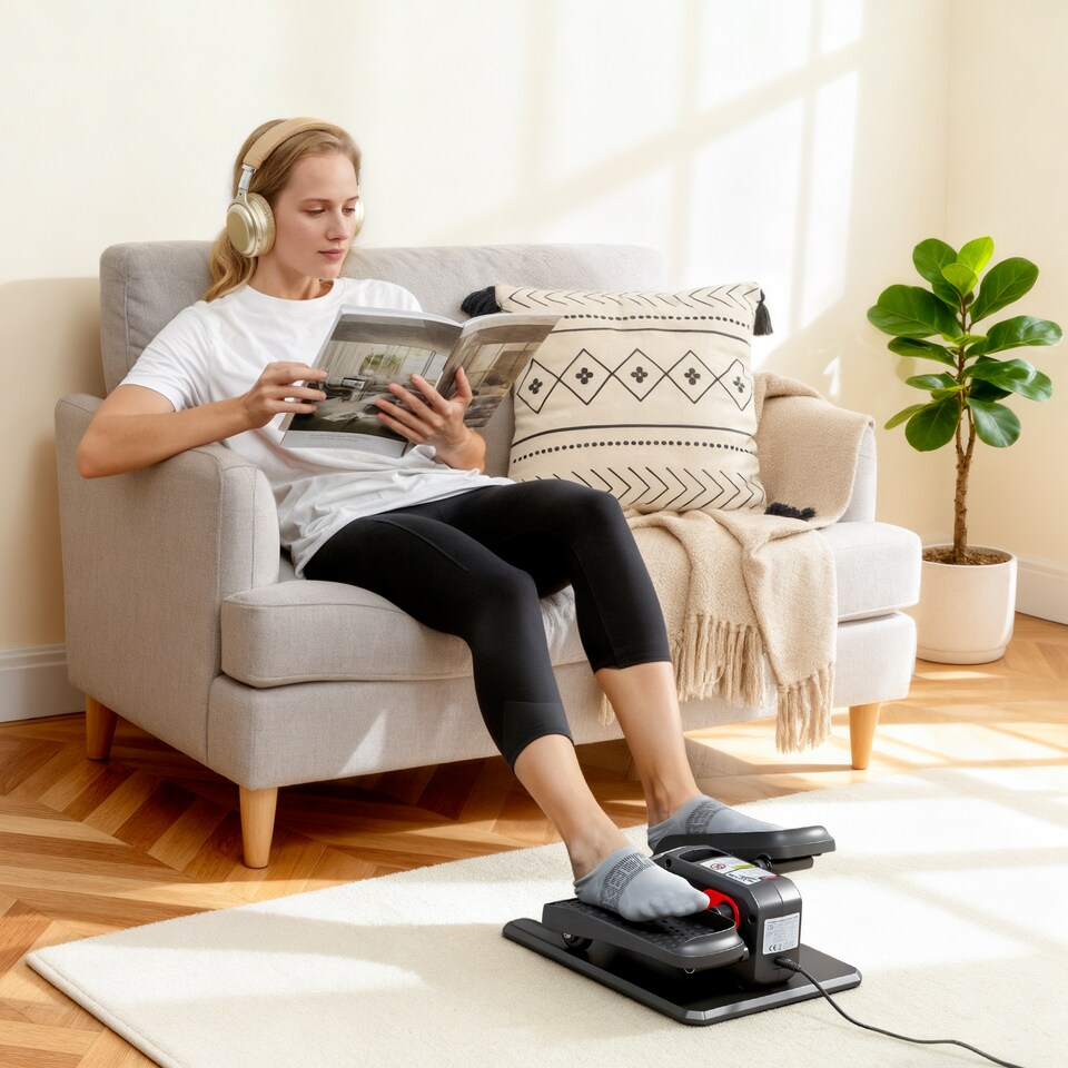 image 1 of SPORTNOW Under Desk Elliptical Machine for Home, Seated Pedal Exerciser