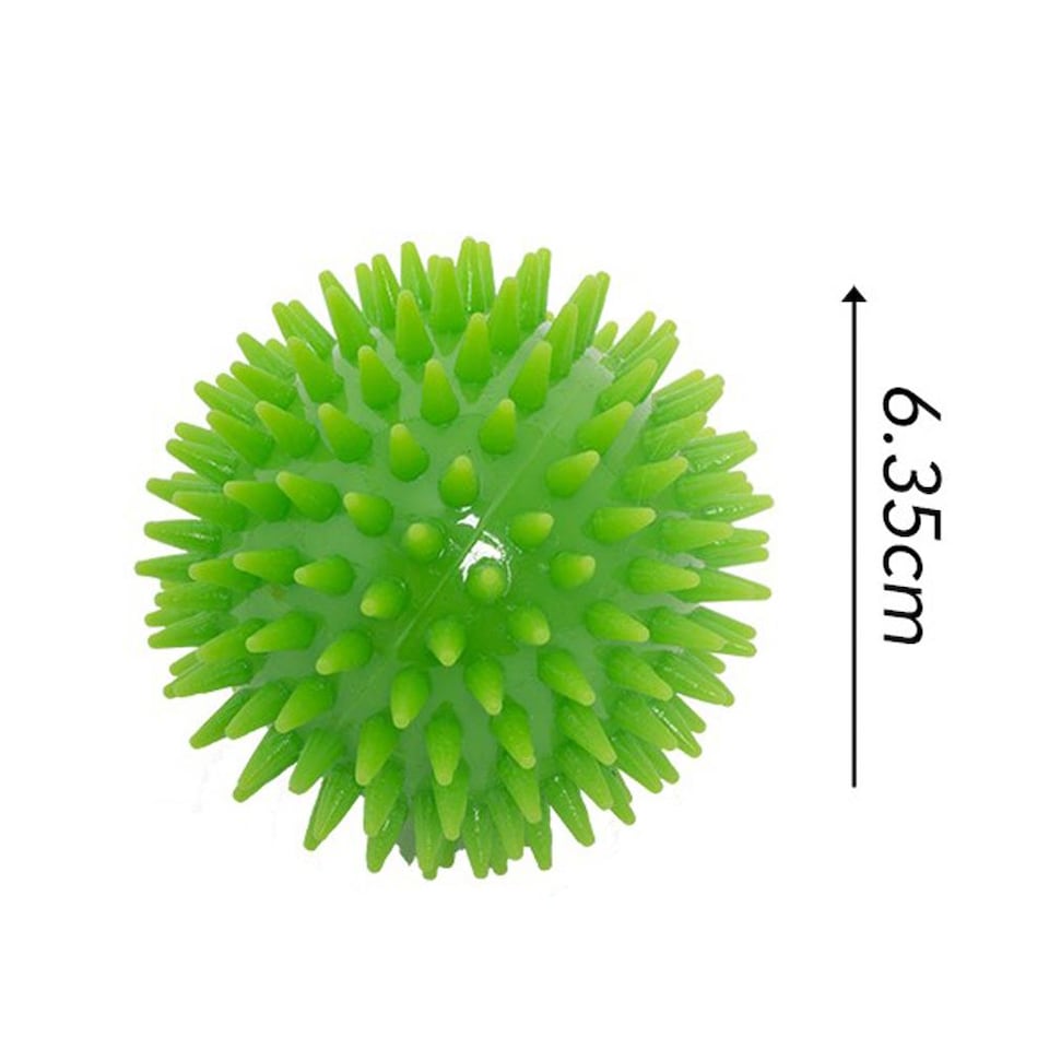 image 1 of Pack of 3 Spikey Rubber Pet Balls Toy Dog Puppy Fetch Catch Play Indoor Outdoor Squeaky TPR Teething Chew Interactive