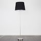 image 2 of ValueLights Charlie Brushed Chrome Floor Lamp Black Taper Shade and Bulb