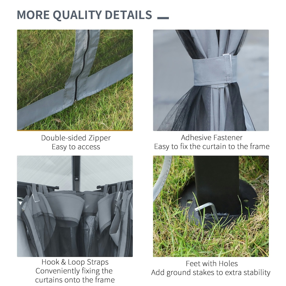 image 1 of Outsunny 3 x 3(m) Polycarbonate Hardtop Gazebo with Aluminium Frame and Curtains